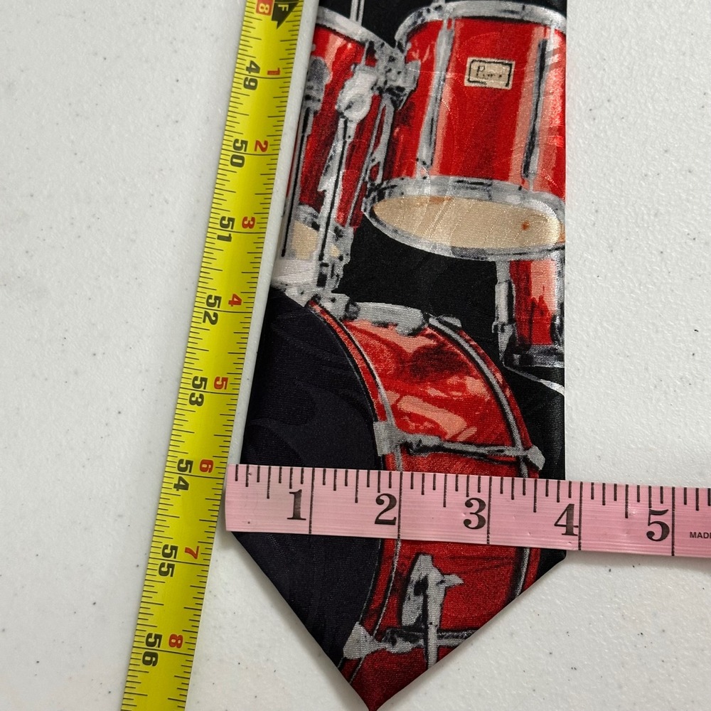 Steven Harris Drum Set Novelty Necktie Music Theme Red Black One Size